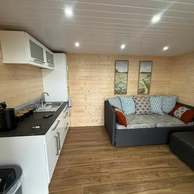 Open-plan kitchen and living area in the Spacious Family Lodge
